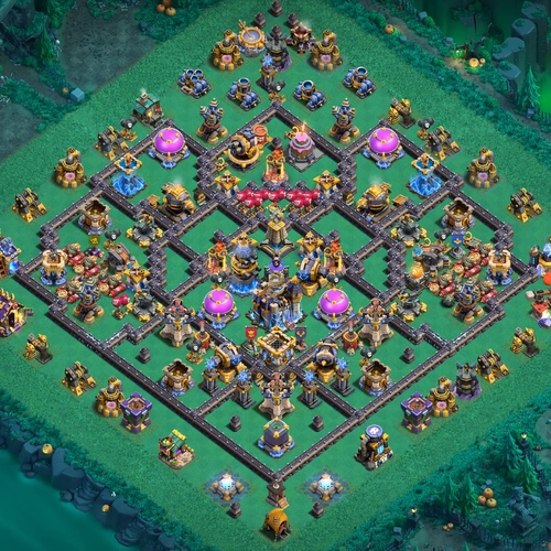 TH18 hybrid base layout featuring the best Town Hall 18 hybrid base design for balanced defense and resource protection Image no. 22-1