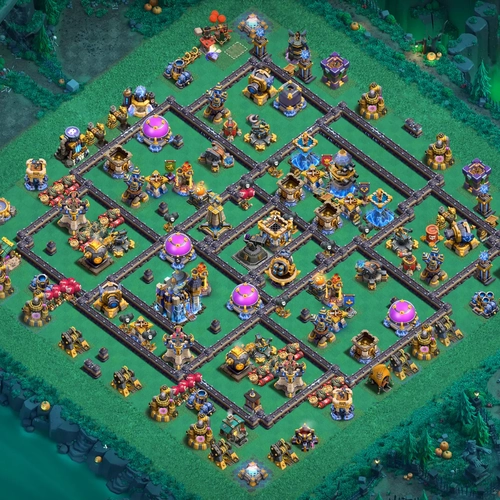 TH18 hybrid base layout featuring the best Town Hall 18 hybrid base design for balanced defense and resource protection Image no. 25-1