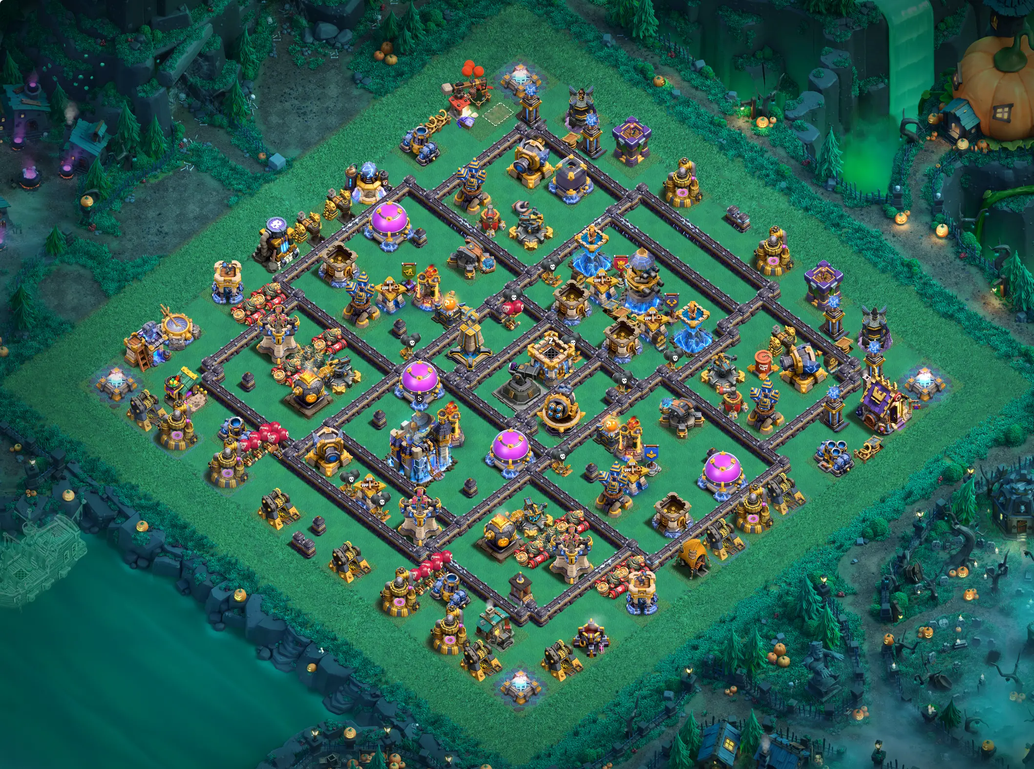 th18_hybrid_25 th18 hybrid base layout featuring the best town hall 18 hybrid base design for balanced defense and resource protection image no 25 2