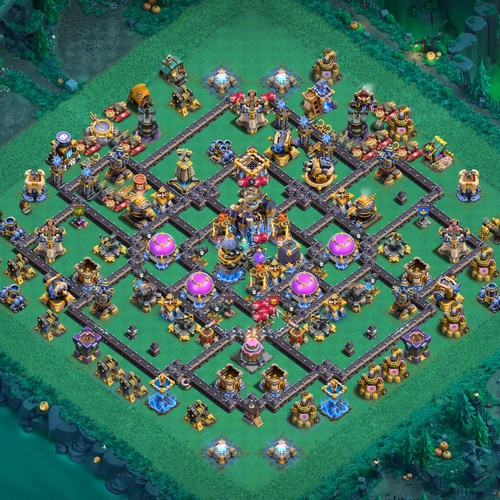 TH18 hybrid base layout featuring the best Town Hall 18 hybrid base design for balanced defense and resource protection Image no. 27-1