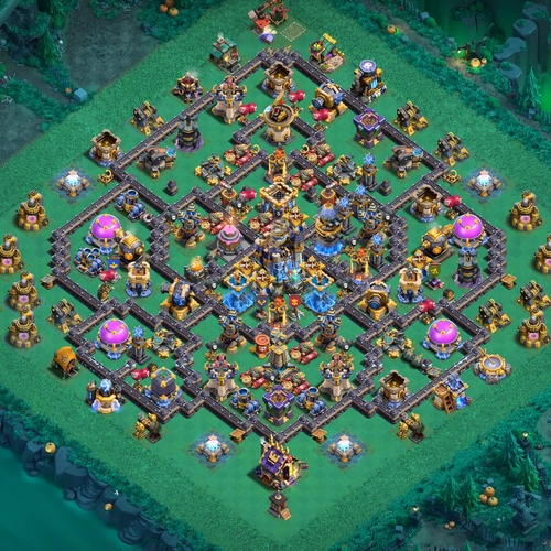 TH18 hybrid base layout featuring the best Town Hall 18 hybrid base design for balanced defense and resource protection Image no. 30-1