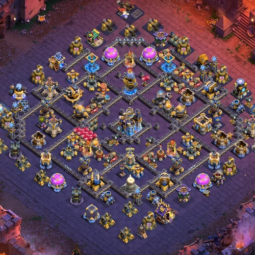 TH18 war CWL base layout featuring the best Town Hall 18 anti 3 star war base design Image no. 01-1