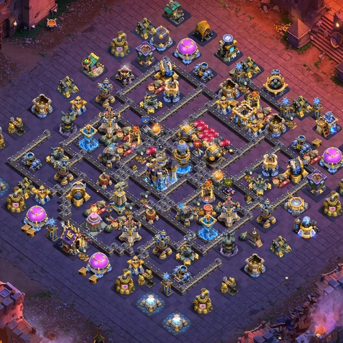TH18 war CWL base layout featuring the best Town Hall 18 anti 3 star war base design Image no. 02-1