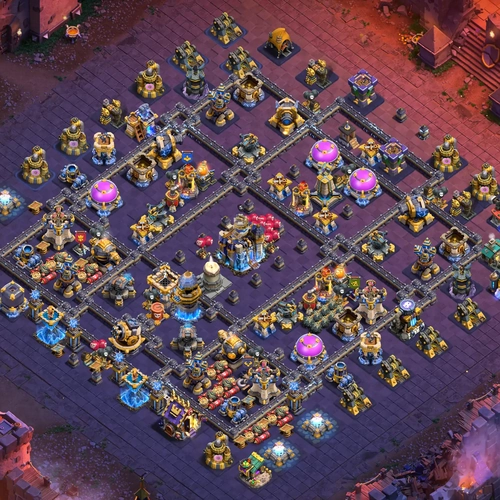 TH18 war CWL base layout featuring the best Town Hall 18 anti 3 star war base design Image no. 06-1