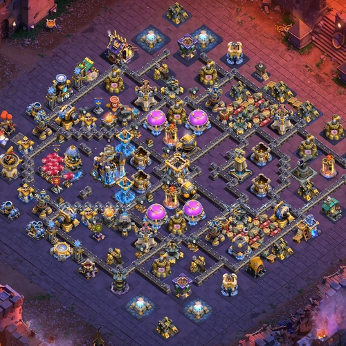 TH18 war CWL base layout featuring the best Town Hall 18 anti 3 star war base design Image no. 10-2