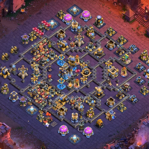 TH18 war CWL base layout featuring the best Town Hall 18 anti 3 star war base design Image no. 18-1