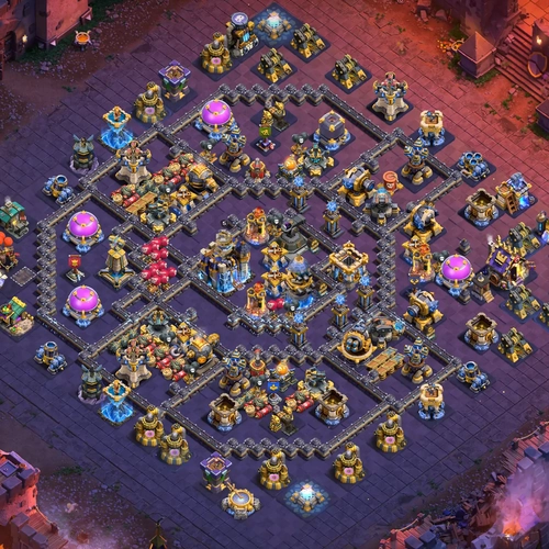 TH18 war CWL base layout featuring the best Town Hall 18 anti 3 star war base design Image no. 22-1
