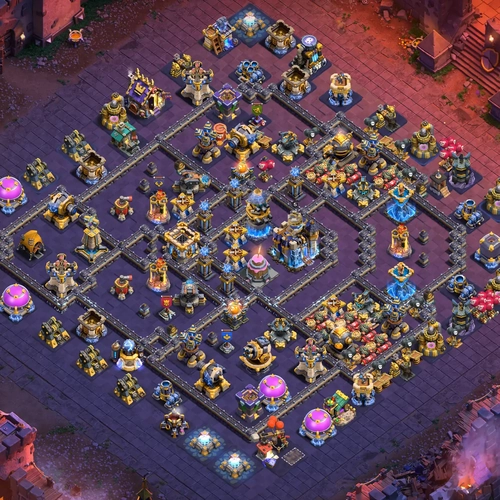 TH18 war CWL base layout featuring the best Town Hall 18 anti 3 star war base design Image no. 23-1