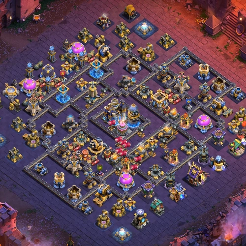 TH18 war CWL base layout featuring the best Town Hall 18 anti 3 star war base design Image no. 25-1